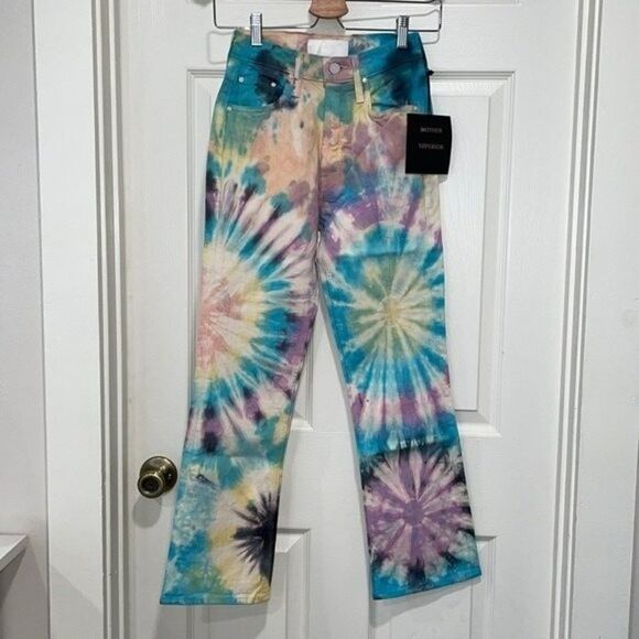 MOTHER The Tripper High Rise Crop Bootcut Tie-Dye Jeans Womens Size 24 - Picture 5 of 10